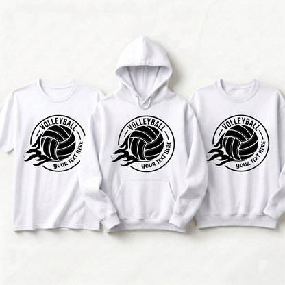 Personalized Volleyball Shirt, Custom Flaming Volleyball Hoodie, Team Sweatshirt, Custom Sports Apparel, Volleyball Mom Gift, Player Gear