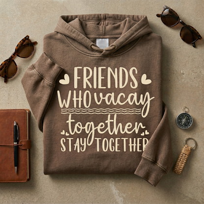 Friends Who Vacay Together Stay Together tee, Custom Girls Trip Tee, Retro Vacation Gift, Personalized Bestie Travel Top, Bachelorette Shirt