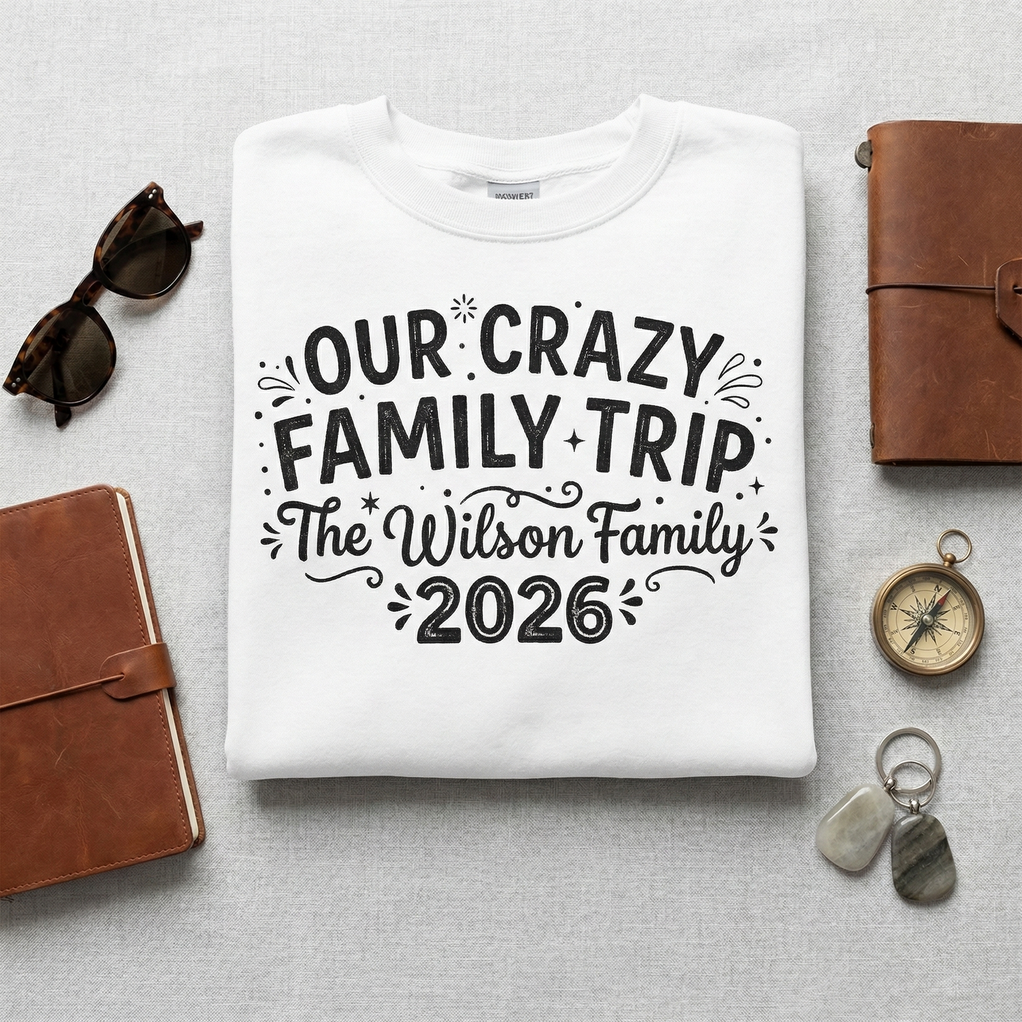 Personalized Family Vacation Sweatshirt, Matching Group Travel Tees, Our Crazy Family Adventure, Custom Family Name Shirt, Reunion Gift27