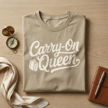 Carry On Queen Shirt, Minimalist Travel T-Shirt, Gift for Traveler, Custom Vacation Tee, Wanderlust Aesthetic Shirt, Frequent Flyer Gift