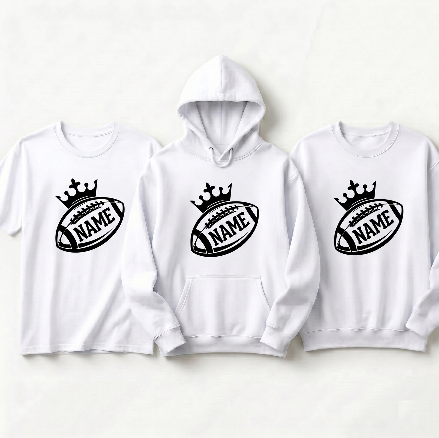 Custom Football Crown Hoodie, Personalized Name Football Shirt, Football Fan Sweatshirt, Game Day King Apparel, Custom Player Name Gift