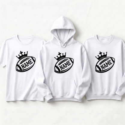 Custom Football Crown Hoodie, Personalized Name Football Shirt, Football Fan Sweatshirt, Game Day King Apparel, Custom Player Name Gift