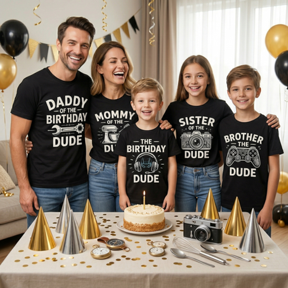 Custom Birthday Dude Family Shirt, Matching Birthday Party Tees, Personalized Family Birthday Outfits, Gamer Birthday Theme, Birthday Shirts