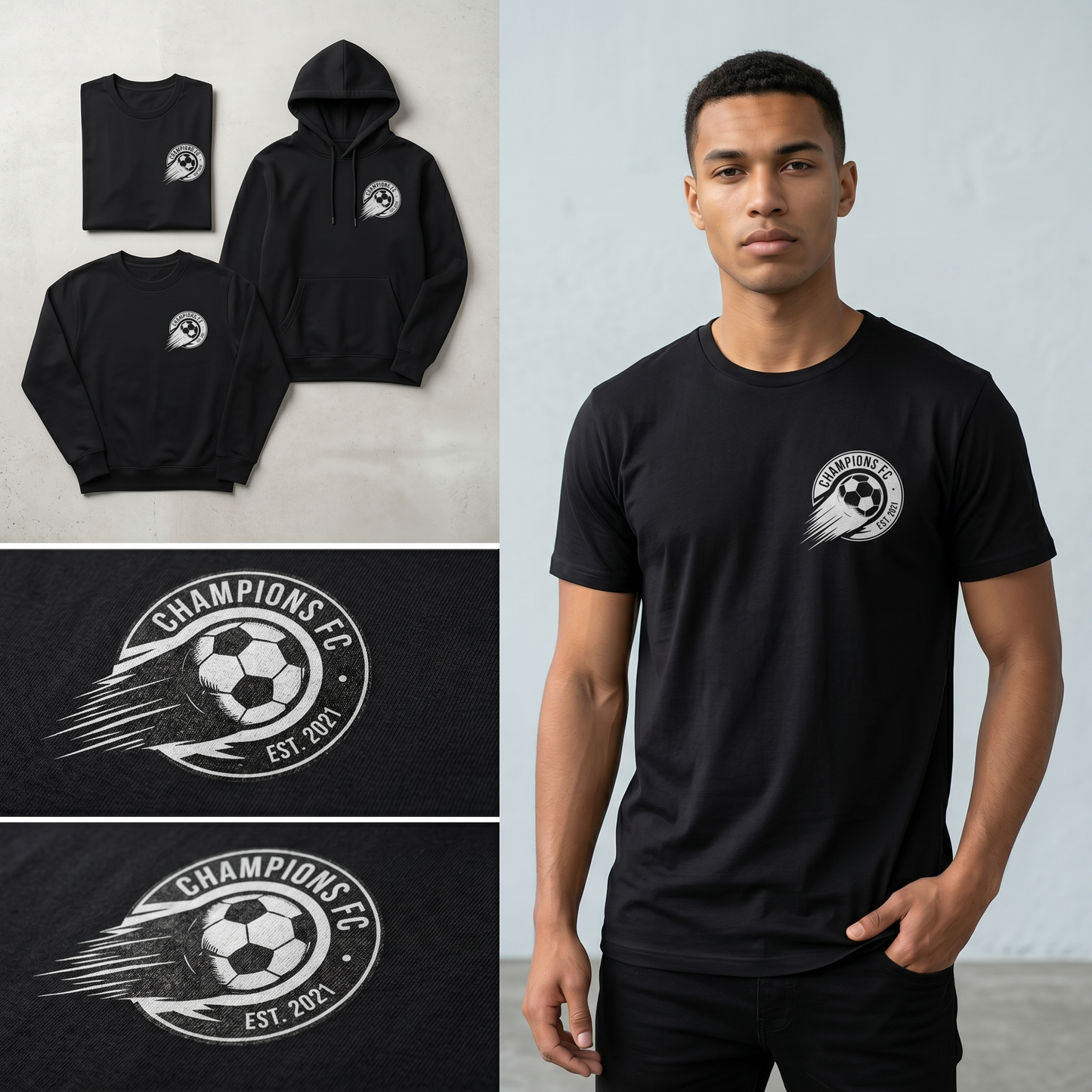 Custom Football Club Gift - Champions Soccer Ball Apparel - Personalized Youth Soccer Hoodie - Soccer Coach Gift - Gameday Team Wear