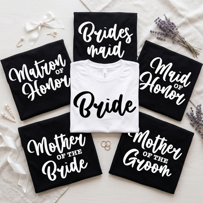 Custom Bridal Party Shirts, Personalized Bride Tee, Minimalist Bridesmaid Gift, Bachelorette Party Group Shirts, Matching Wedding Shirts.