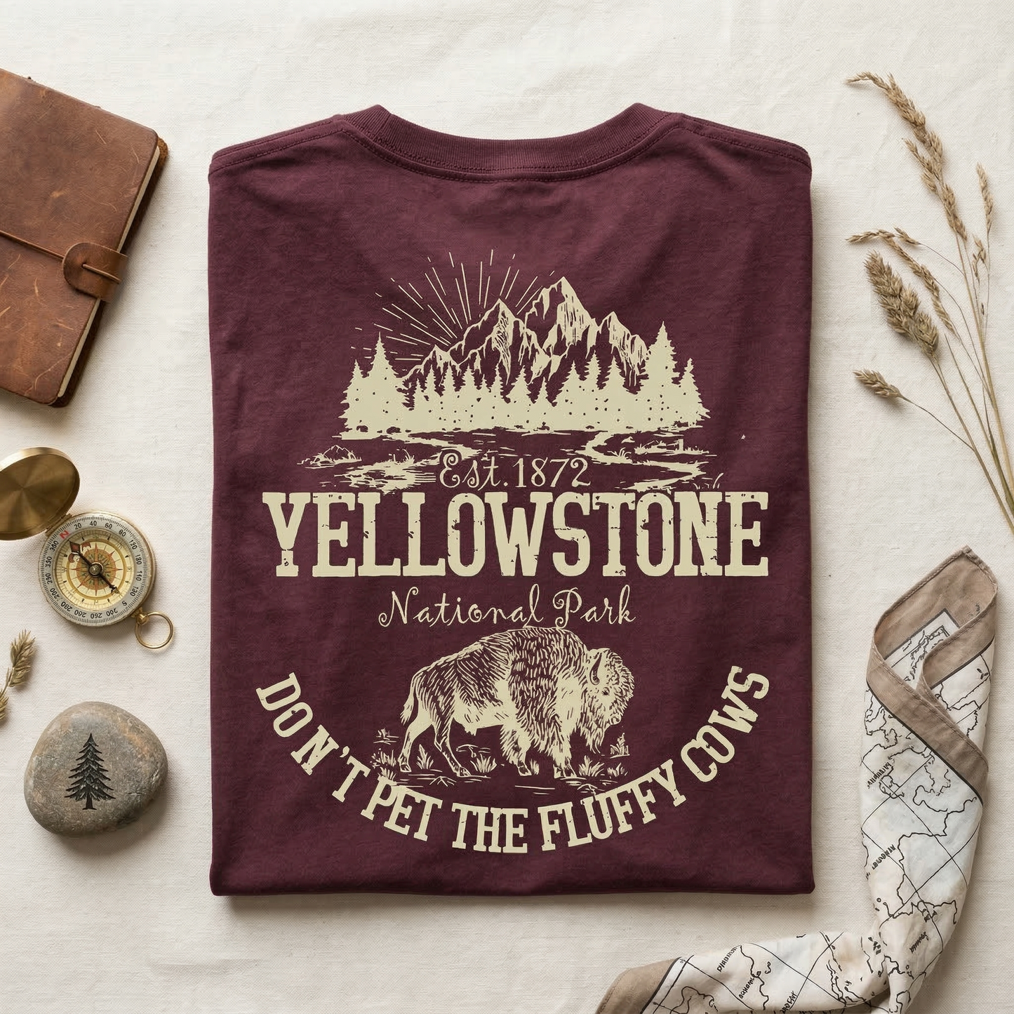 Funny Yellowstone Shirt | Don't Pet The Fluffy Cows Bison Tee | Vintage National Park T-Shirt | Hiking Camping Apparel | Outdoorsy Gift