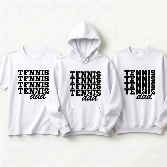 Custom Tennis Dad Sweatshirt, Personalized Sports Dad Shirt, Retro Stacked Text Crewneck, Gift for Tennis Player, Tennis Lover Pullover