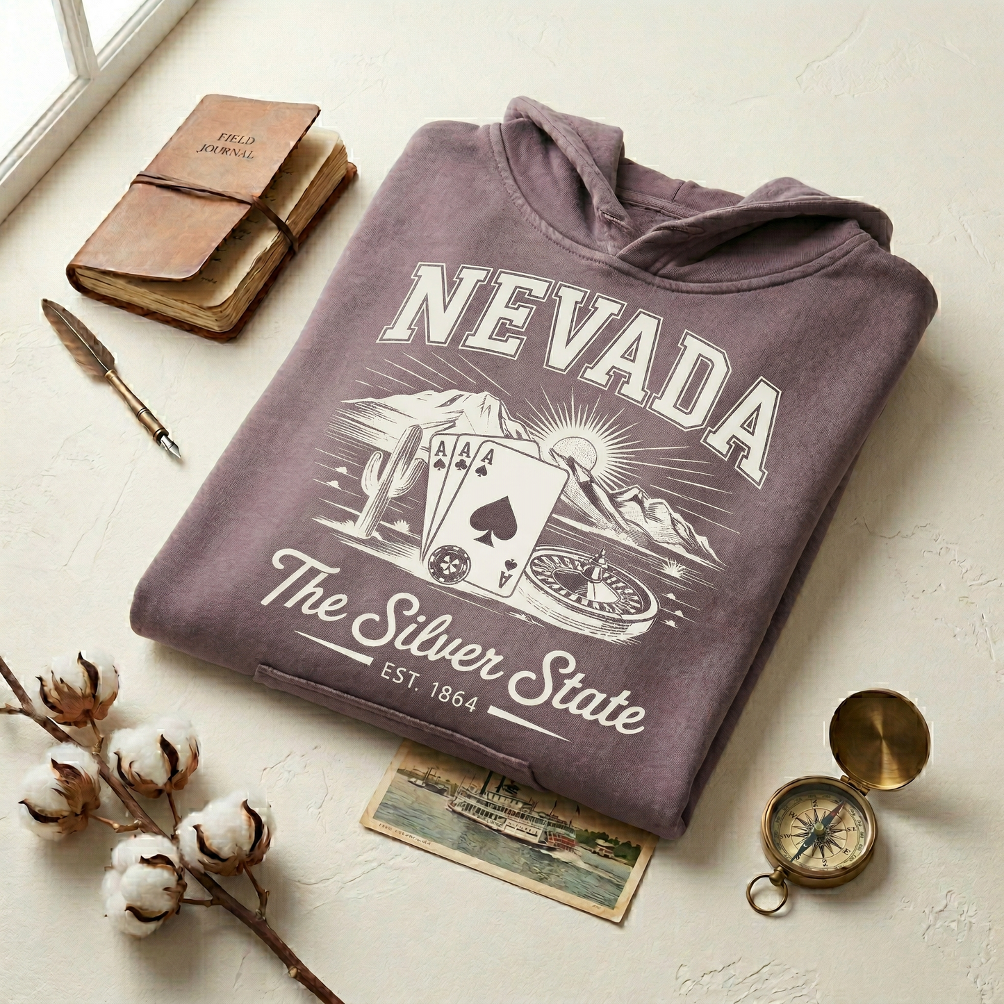 Custom Nevada Hoodie - Vintage Silver State Sweatshirt - Retro NV 1864 Est. Pullover - Personalized Nevada Gift