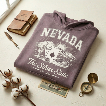 Custom Nevada Hoodie - Vintage Silver State Sweatshirt - Retro NV 1864 Est. Pullover - Personalized Nevada Gift