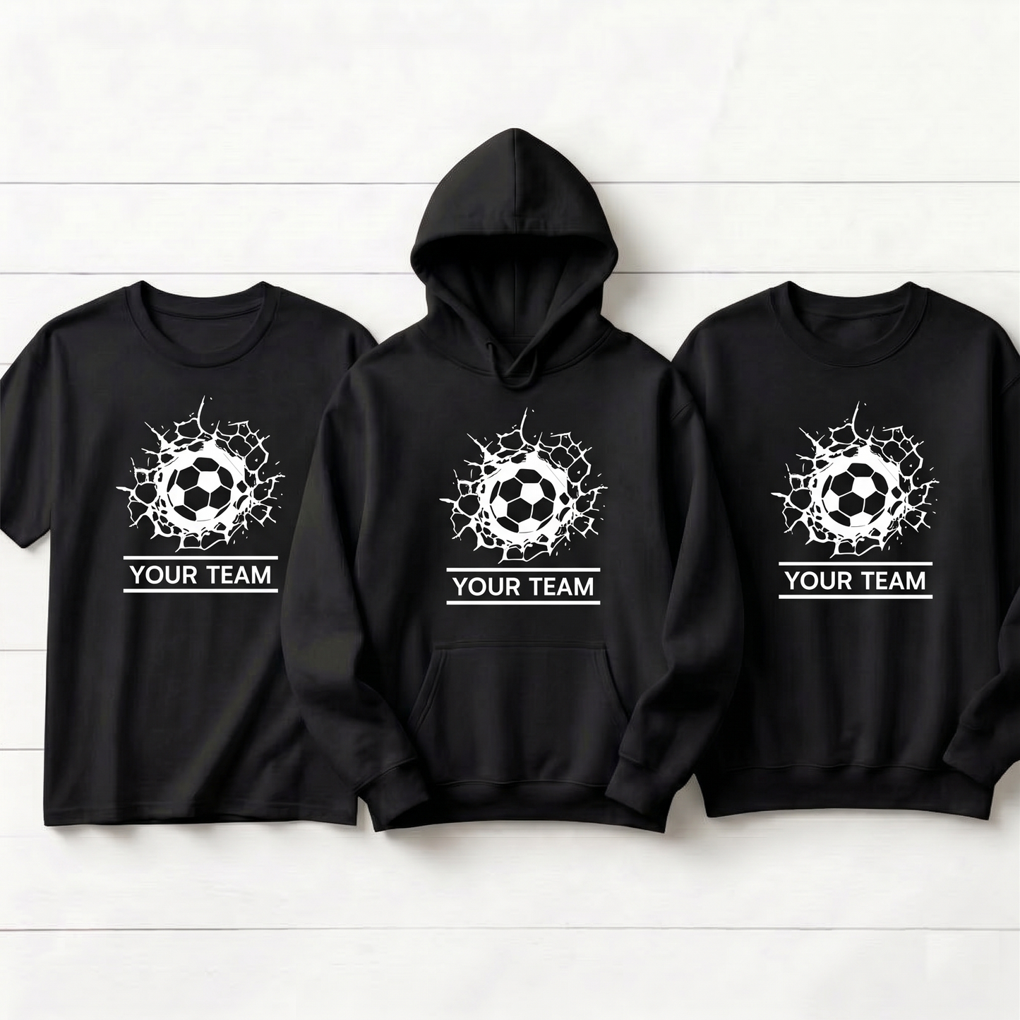 Custom Soccer Team Shirts, Personalized Soccer Hoodie, Cracked Wall Soccer Sweatshirt, Custom Team Spirit Apparel, Matching Soccer Team Gear