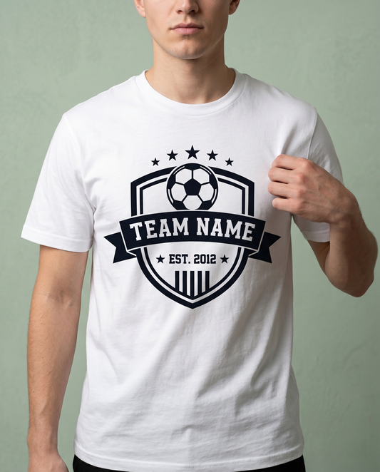 Custom Soccer Team Shirt, Personalized Soccer Crest Hoodie, Sports Logo Sweatshirt, Custom Team Name Football Tee, Personalized Coach Gift