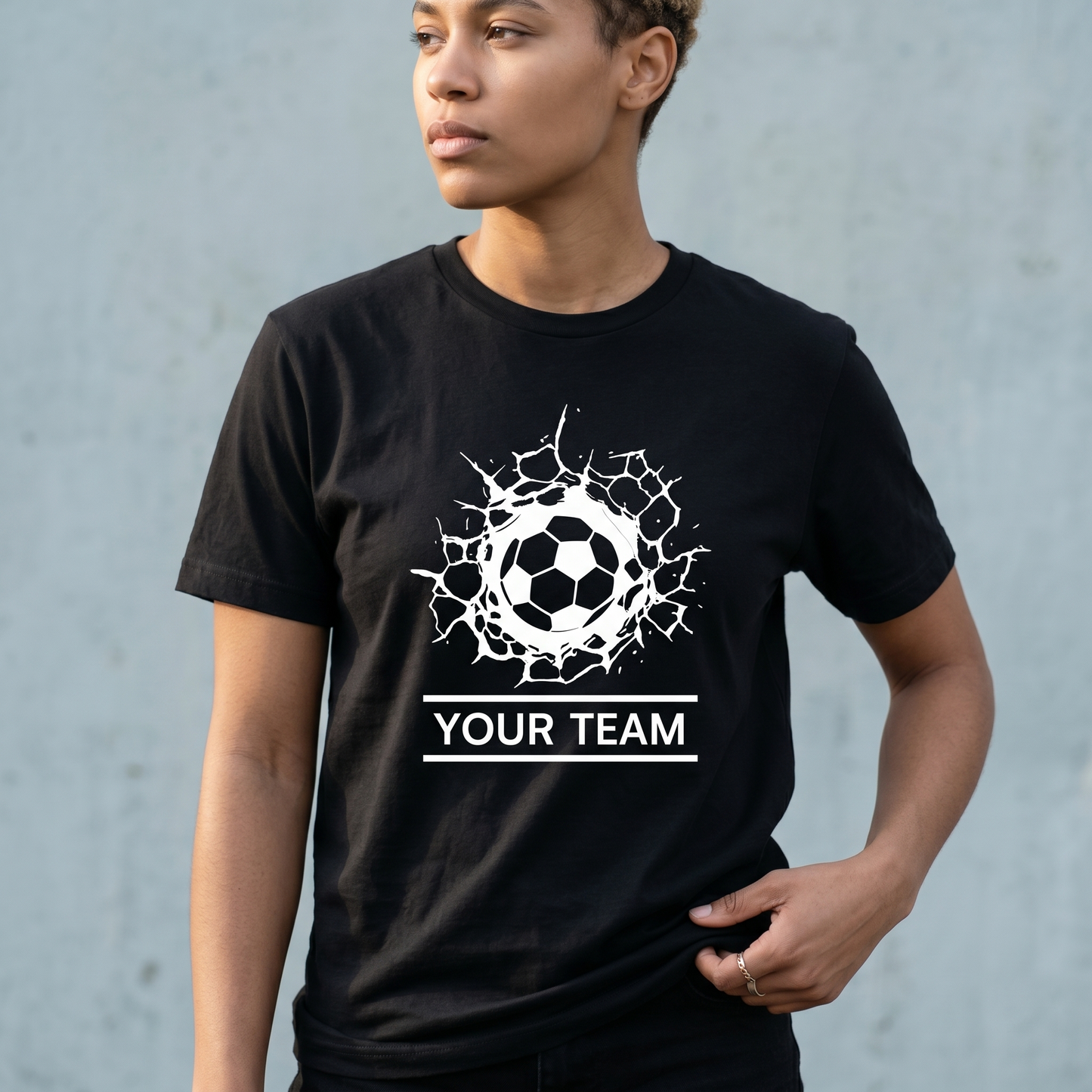 Custom Soccer Team Shirts, Personalized Soccer Hoodie, Cracked Wall Soccer Sweatshirt, Custom Team Spirit Apparel, Matching Soccer Team Gear
