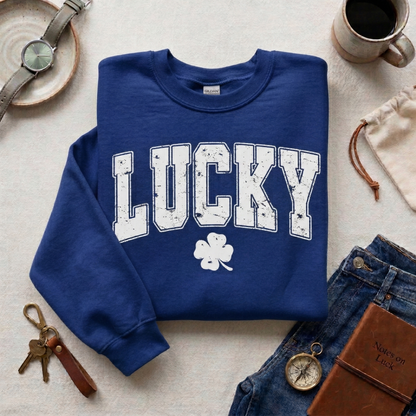 Vintage Style Lucky Shamrock Sweatshirt, St Patrick's Day Clover Crewneck