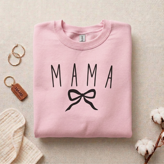 Mama Bow Sweatshirt, Minimalist Coquette Crewneck, Maroon Pullover for Mom