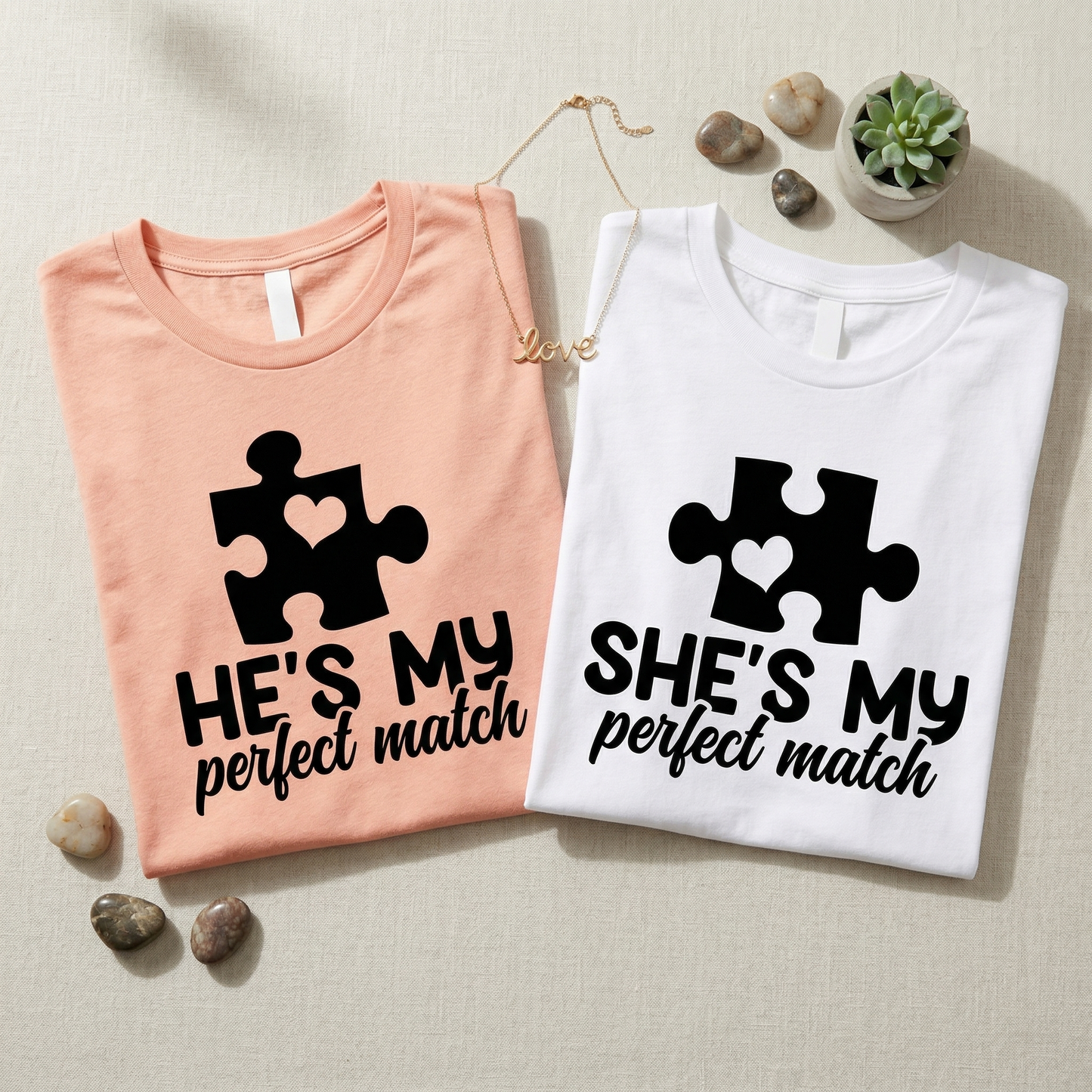 Custom Matching Couple Sweatshirts, He’s My Perfect Match, She’s My Perfect Match Pullovers, Personalized Puzzle Piece Anniversary Gift