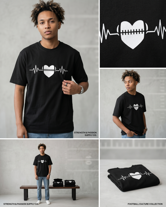 Custom Football Heartbeat Hoodie, American Football EKG Life Line Shirt, Personalized Football Fan Crewneck, Game Day Apparel