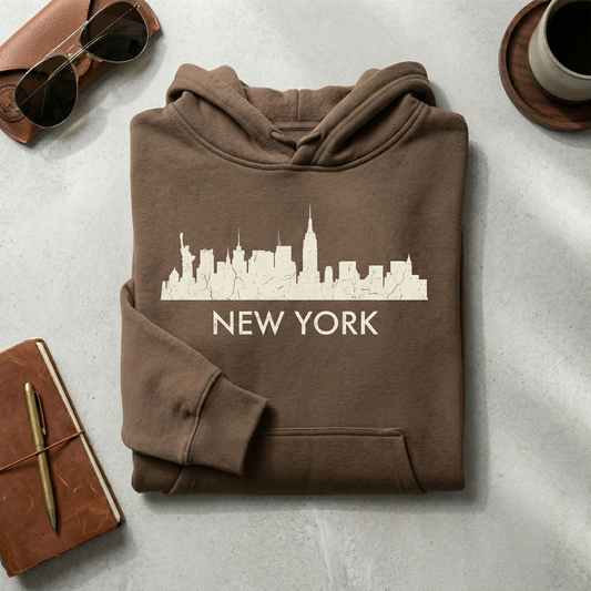 Custom New York Skyline Hoodie | Personalized NYC Sweatshirt | Big Apple Hometown Pride Sweater | New York Travel Gift