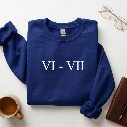 Minimalist Roman Numeral VI - VII Crewneck Sweatshirt, Anniversary Date Sweater