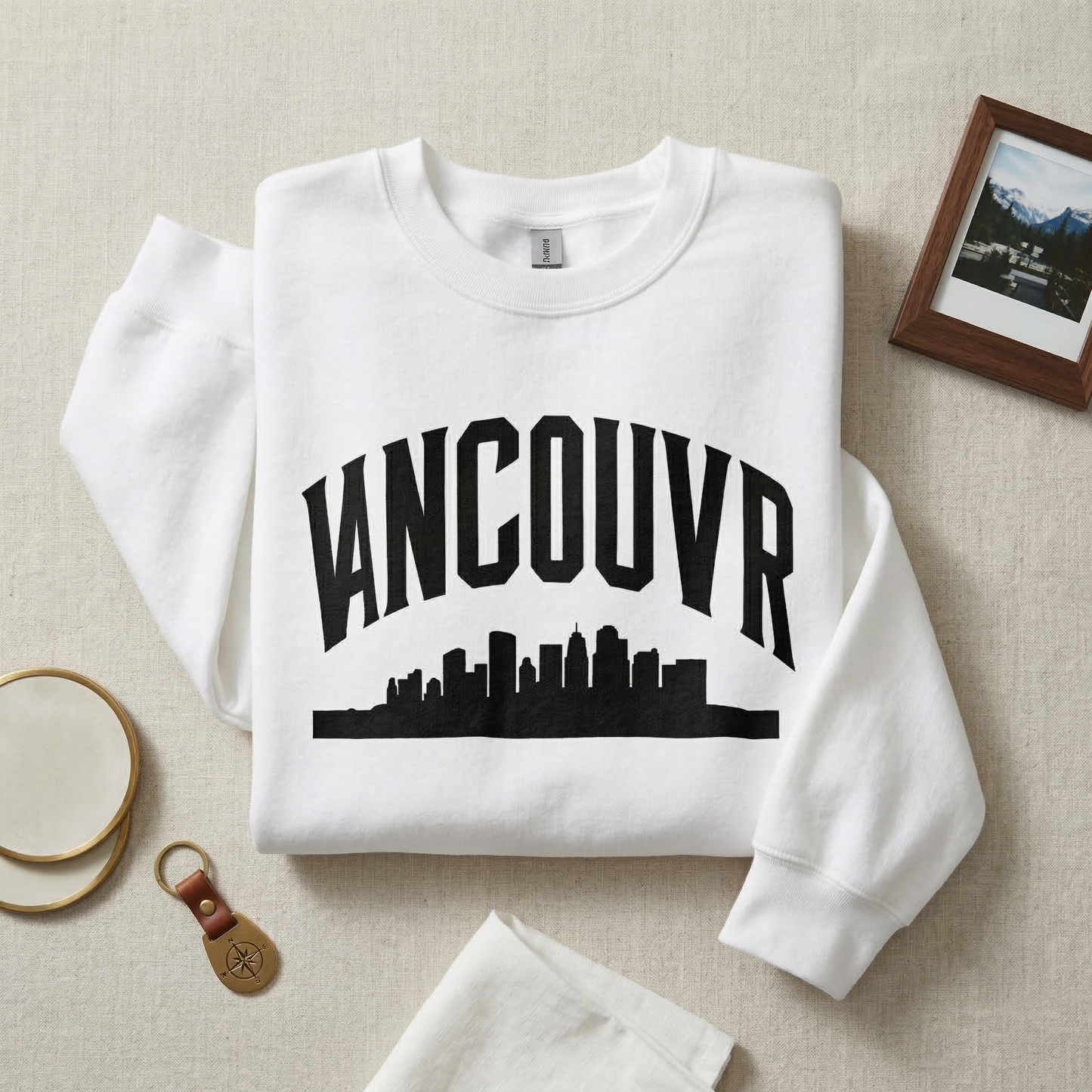 Vancouver Skyline Sweatshirt | Pastel Lavender Collegiate Crewneck | University Style City Pullover | Preppy BC Souvenir | Travel Apparel