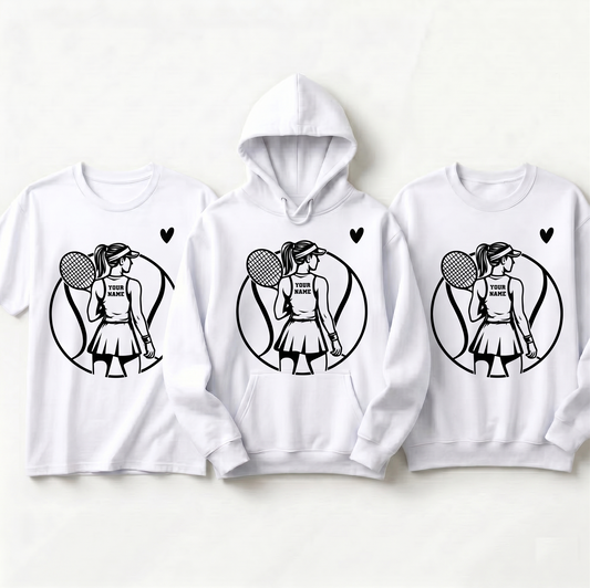 Custom Tennis Name Sweatshirt, Personalized Tennis Player Girl Crewneck, Tennis Lover Gift for Her, Custom Sports Name Pullover