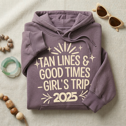 Custom Girls Trip 2026 Shirt, Tan Lines & Good Times Personalized Beach Tee, Matching Bachelorette T-shirt, Summer Vacation 2026 Group Shirt