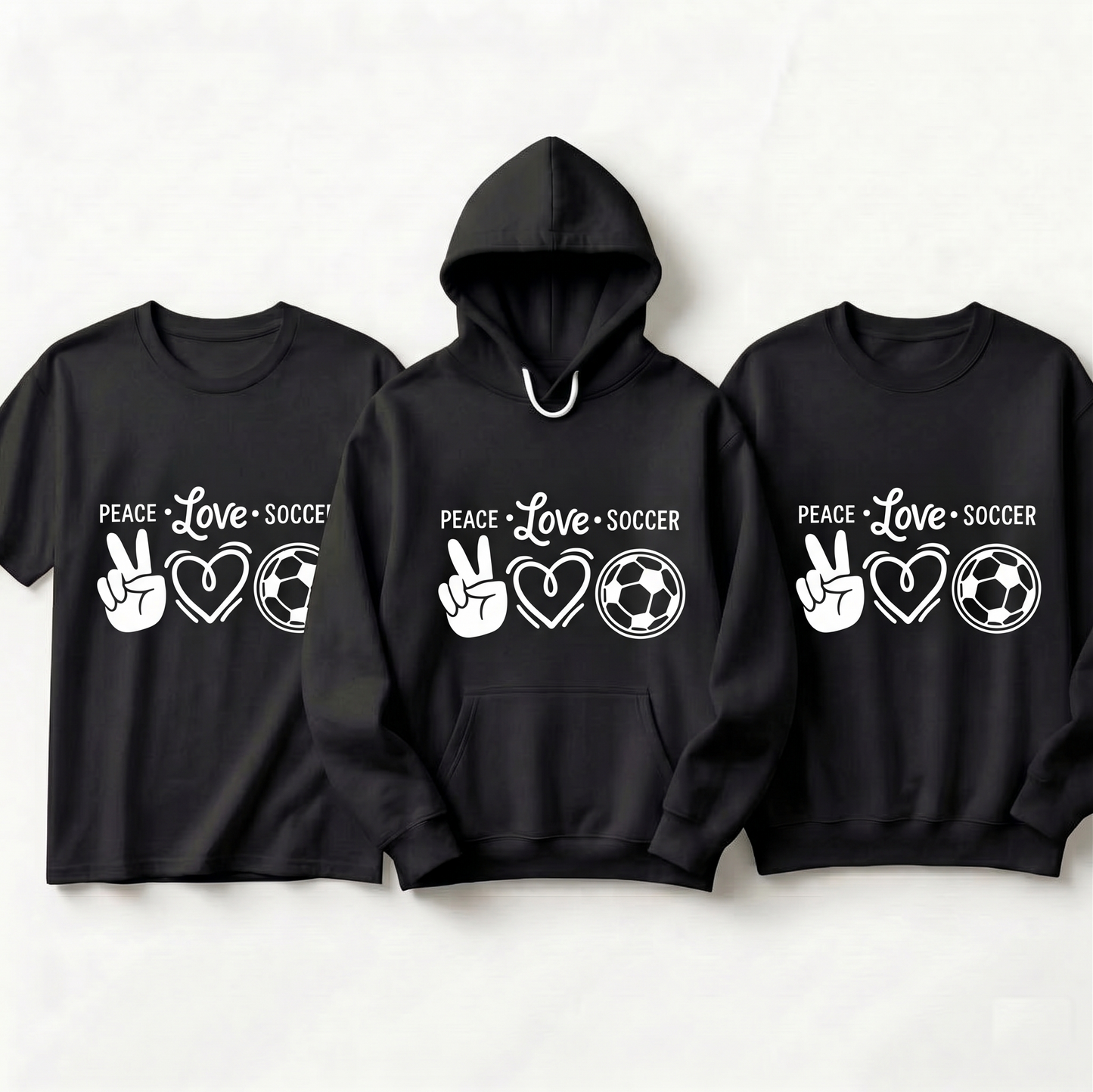 Soccer Player Gift - Personalized Football Heart Apparel - Custom Soccer Team Gift - Gameday Soccer Shirt - Peace Love Soccer Ball Clothing