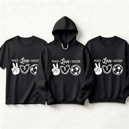 Soccer Player Gift - Personalized Football Heart Apparel - Custom Soccer Team Gift - Gameday Soccer Shirt - Peace Love Soccer Ball Clothing