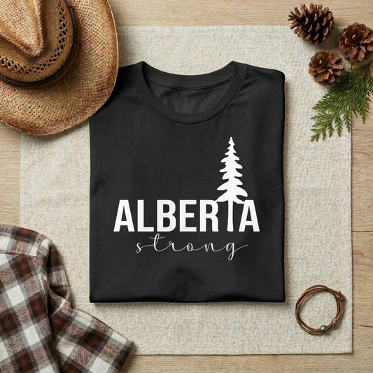 Alberta Strong T-Shirt | Alberta Canada Pine Tree Graphic Tee | Minimalist Alberta Souvenir | Rocky Mountains Nature Shirt | Local Pride Unisex Top