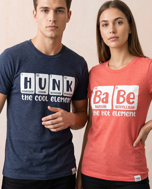 Custom Periodic Table Couples Shirt, Hunk and Babe Chemistry T-Shirt, Funny Science Valentine Gift, Personalized Periodic Element Tee