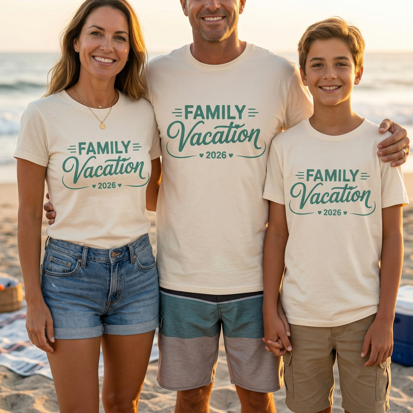Custom Family Vacation 2026 Shirt, Minimalist Matching Family Trip Tees, Personalized Sage Green Vacation T-shirt, Boho Family Reunion Shirt