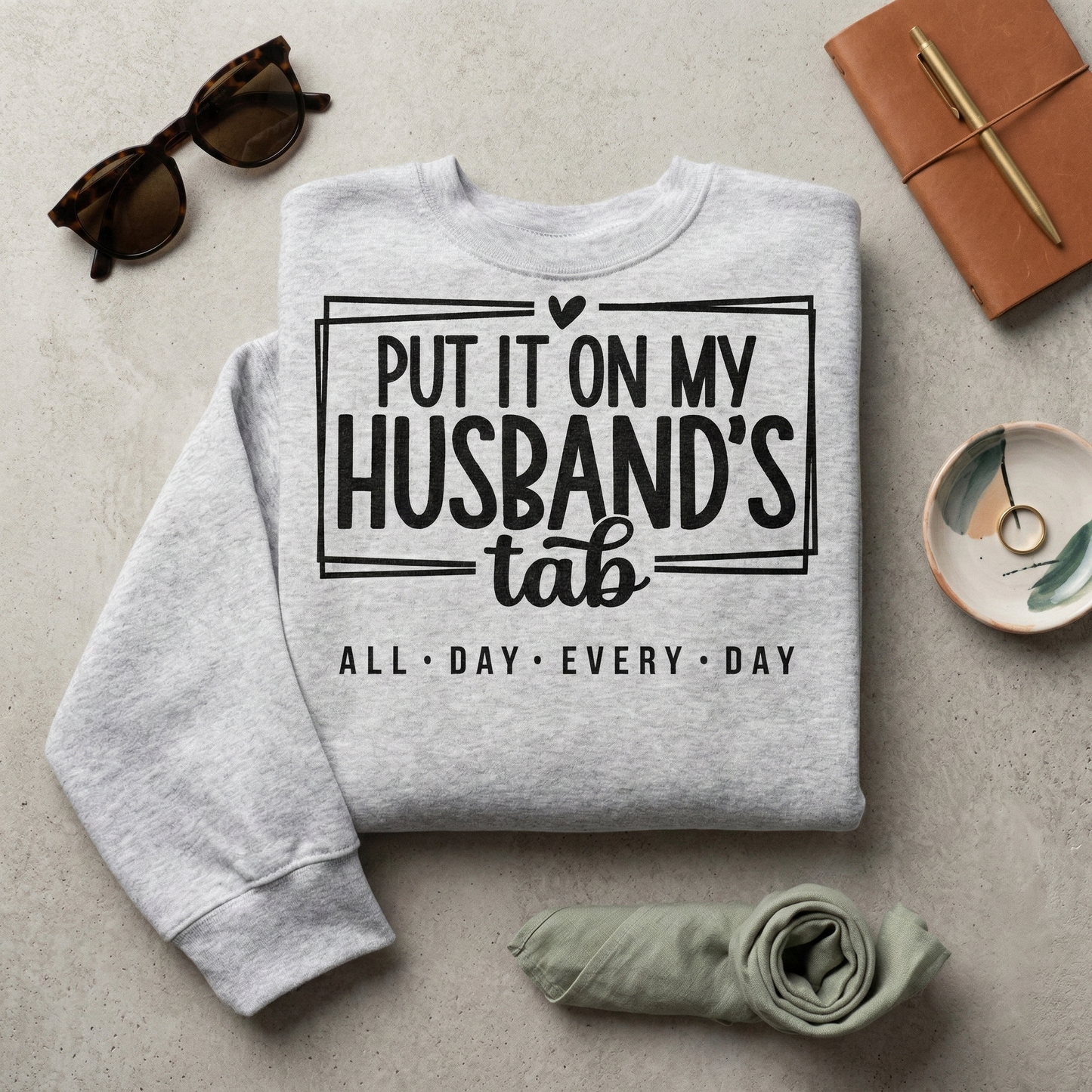 Funny Wife Sweatshirt | Put It On Husband's Tab Wifey Crewneck | Shopping Shirt