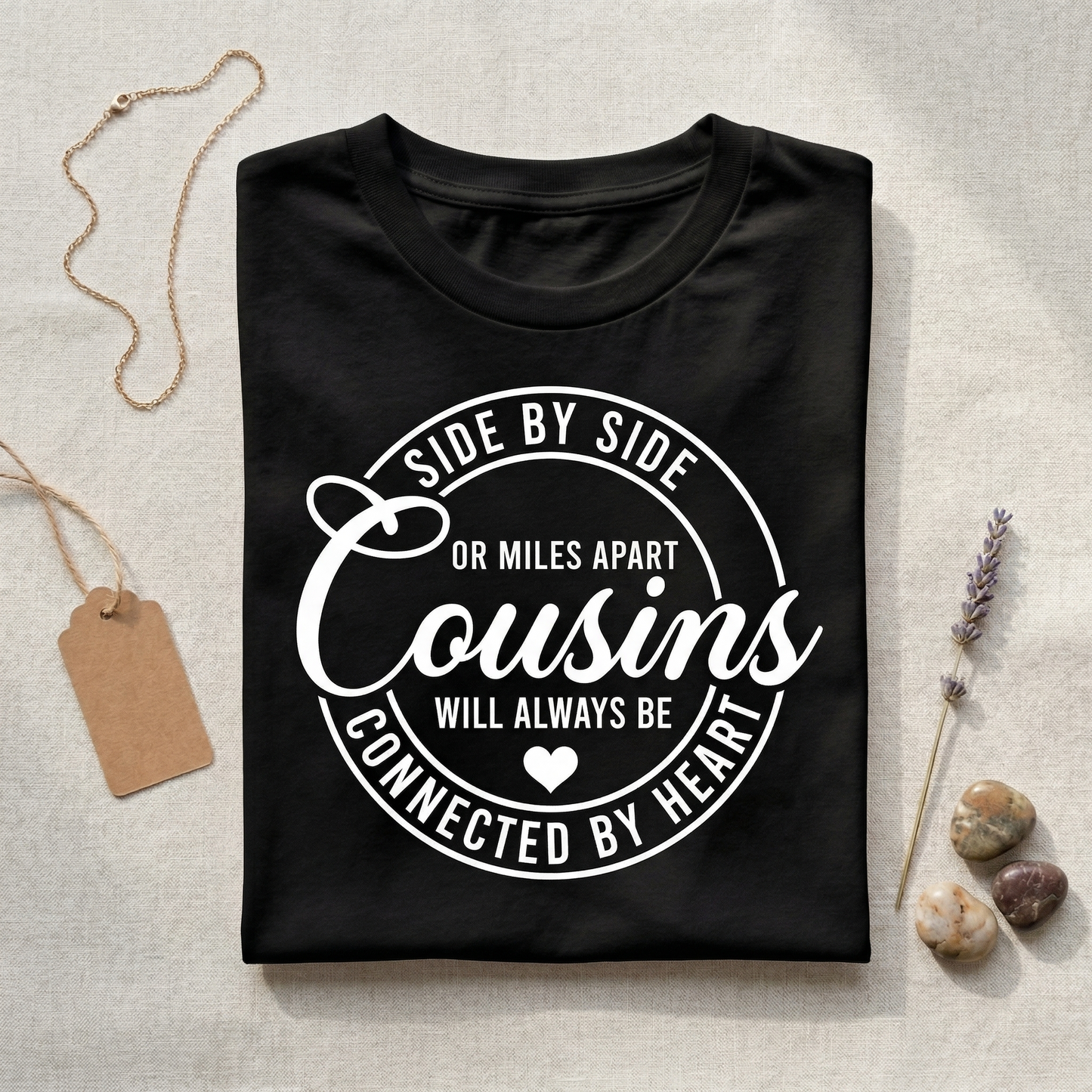Cousins Side by Side or Miles Apart Shirt, Custom Family Reunion Tee, Long Distance Cousin Gift, Best Friend Cousin T-shirt, Minimalist Family Trip Apparel, Personalized Cousin Crew Tops
