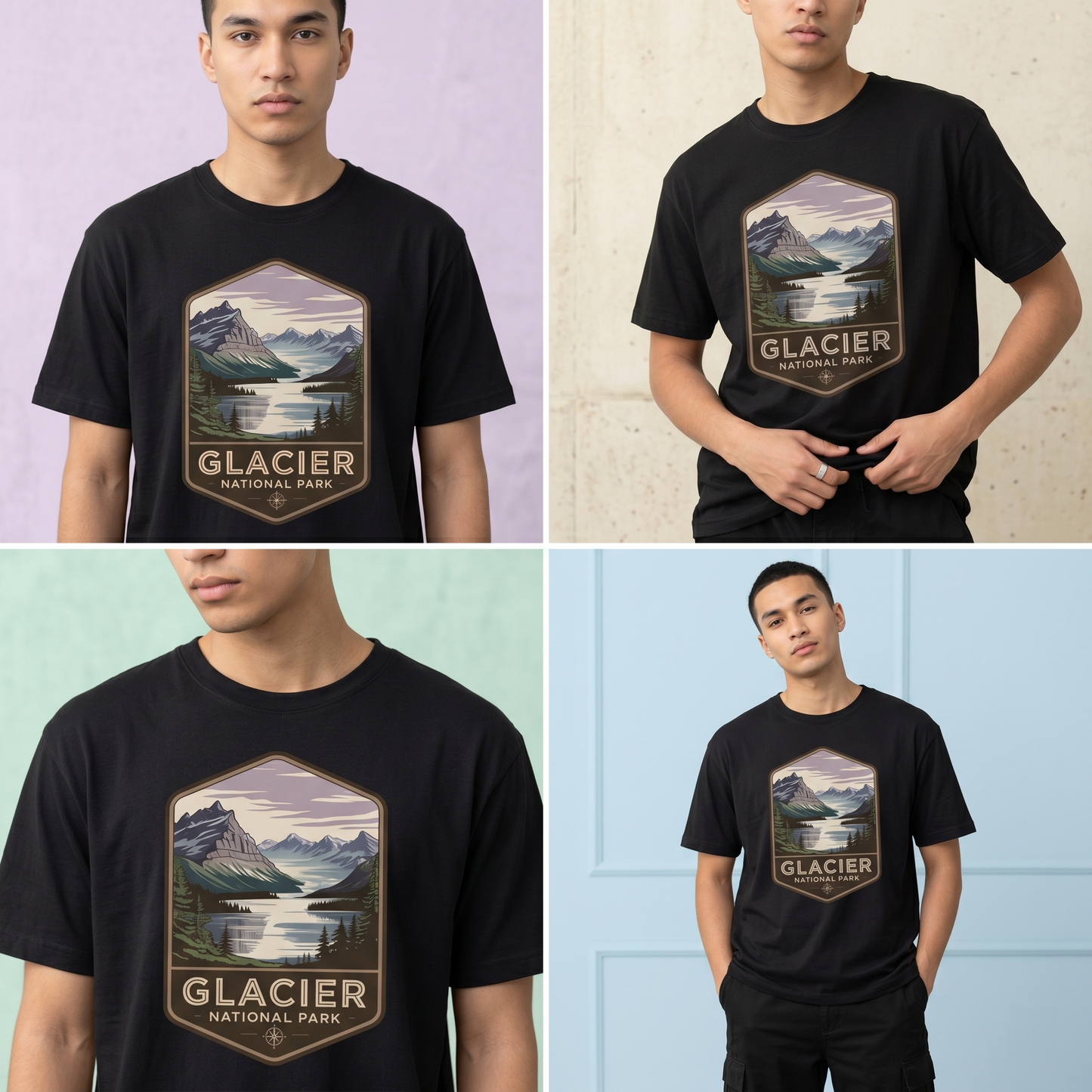 Custom Glacier National Park Shirt, Vintage Glacier Hoodie, Retro Montana Nature Sweatshirt, Personalized Hiking Gift, Mountain Badge Tee