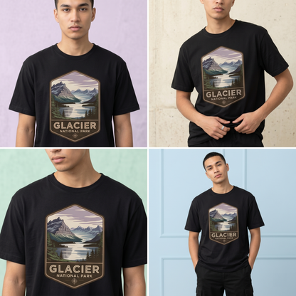 Custom Glacier National Park Shirt, Vintage Glacier Hoodie, Retro Montana Nature Sweatshirt, Personalized Hiking Gift, Mountain Badge Tee