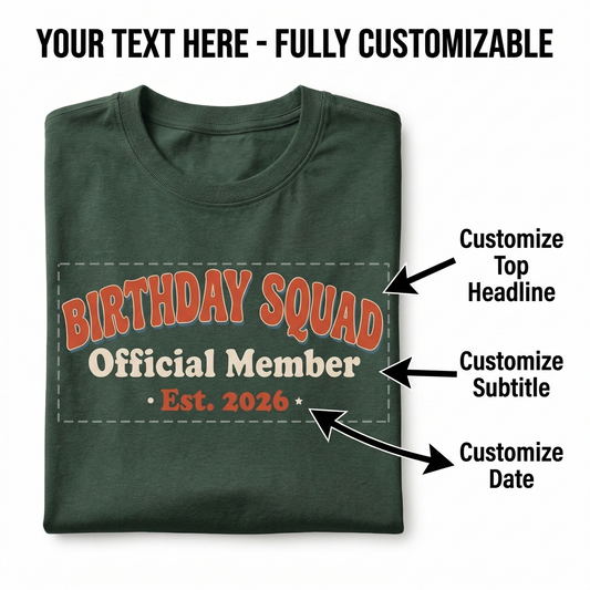 Custom Birthday Squad Shirt, Retro Birthday Official Member Sweatshirt, Personalized Birthday Gift, Group Birthday Trip Tee
