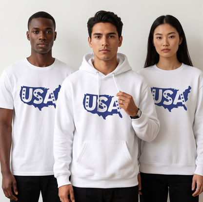 Custom USA Map Shirt, Patriotic 4th of July Hoodie, Independence Day Sweatshirt, Matching Family July 4th Apparel, American Pride Tops