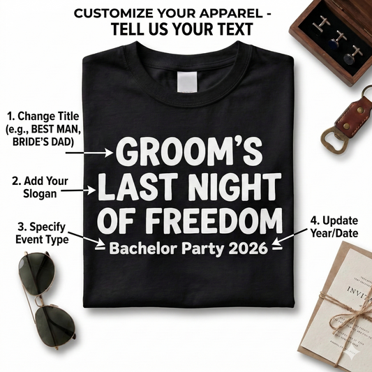 Custom Bachelor Party Shirts, Groom's Last Night of Freedom T-Shirt, Personalized Groomsmen Gift, Custom Wedding Party Apparel,