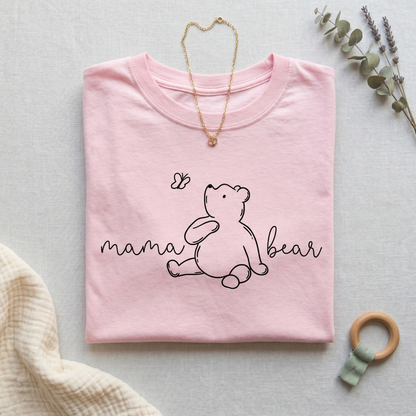 Mama Bear Sweatshirt – Hand-Drawn Bear Butterfly Illustration, Cozy Pullover for New Moms