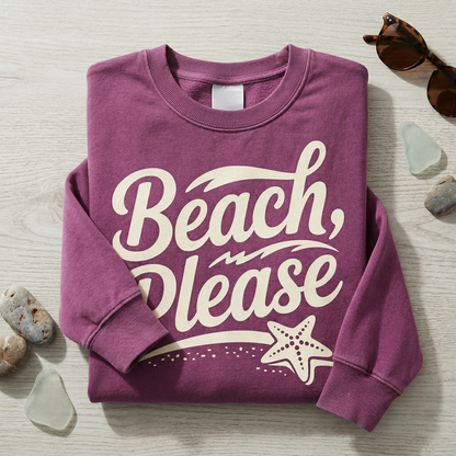 Custom Beach Please Shirt, Retro Summer Vacation Tee, Funny Beach T-Shirt, Personalized Girls Trip Shirt, Starfish Ocean Lover Gift