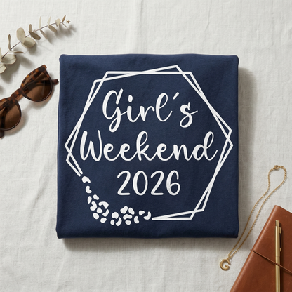 Custom Girl's Weekend 2026 Shirt, Personalized Girls Trip Tee, Navy Blue Bestie Trip Shirt, Matching Bachelorette Party Top