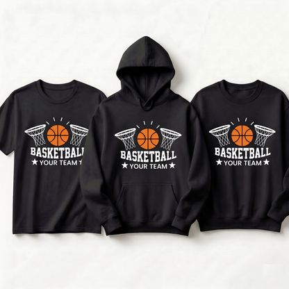 Custom Basketball Team Apparel - Personalized Basketball Hoodie, Sweatshirt, or T-Shirt - Custom Team Name Shirt, Basketball Coach Gift
