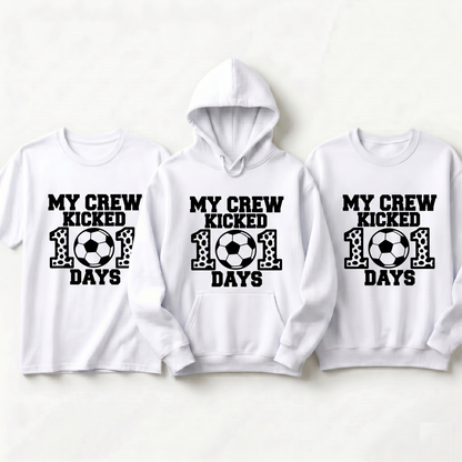 My Crew Kicked 101 Days Soccer Shirt, 101st Day of School Hoodie, Custom Teacher Student Soccer Sweatshirt, Personalized School Spirit Wear