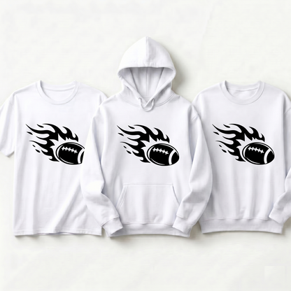 Custom Flaming Football Hoodie, Personalized Football Fire Shirt, Game Day Sweatshirt, Football Player Gift, Custom Team Spirit Apparel