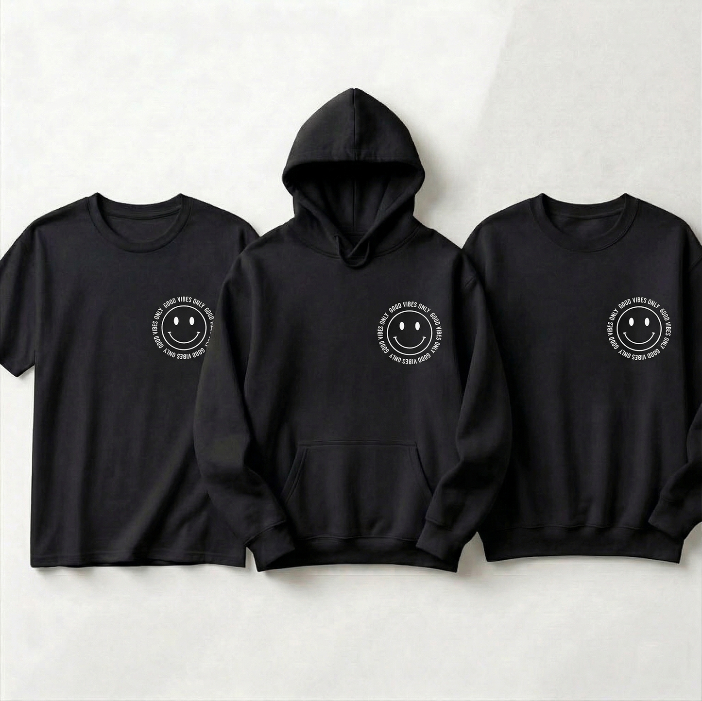 Custom Good Vibes Only Smiley Face Shirt, Retro Aesthetic Hoodie, Personalized Happy Face Sweatshirt, Positivity Gift, Minimalist Tee