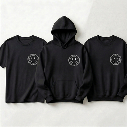 Custom Good Vibes Only Smiley Face Shirt, Retro Aesthetic Hoodie, Personalized Happy Face Sweatshirt, Positivity Gift, Minimalist Tee