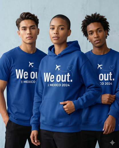 Personalized Mexico 2026 Trip Hoodie - Family Travel Matching Sweatshirt - Airplane Heart Graphic Tee - Custom Destination Group Apparel