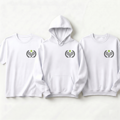 Custom Tennis Club Apparel - Personalized Laurel Wreath Tennis Hoodie, Sweatshirt, or T-Shirt - Custom Tennis Team Gift