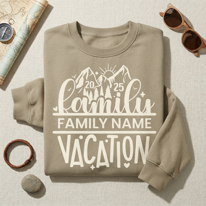 Custom Family Vacation Shirt, Mountain Trip Matching Family Tees, Personalized Family Name Vacation T-shirt, Retro Outdoorsy Group Shirt