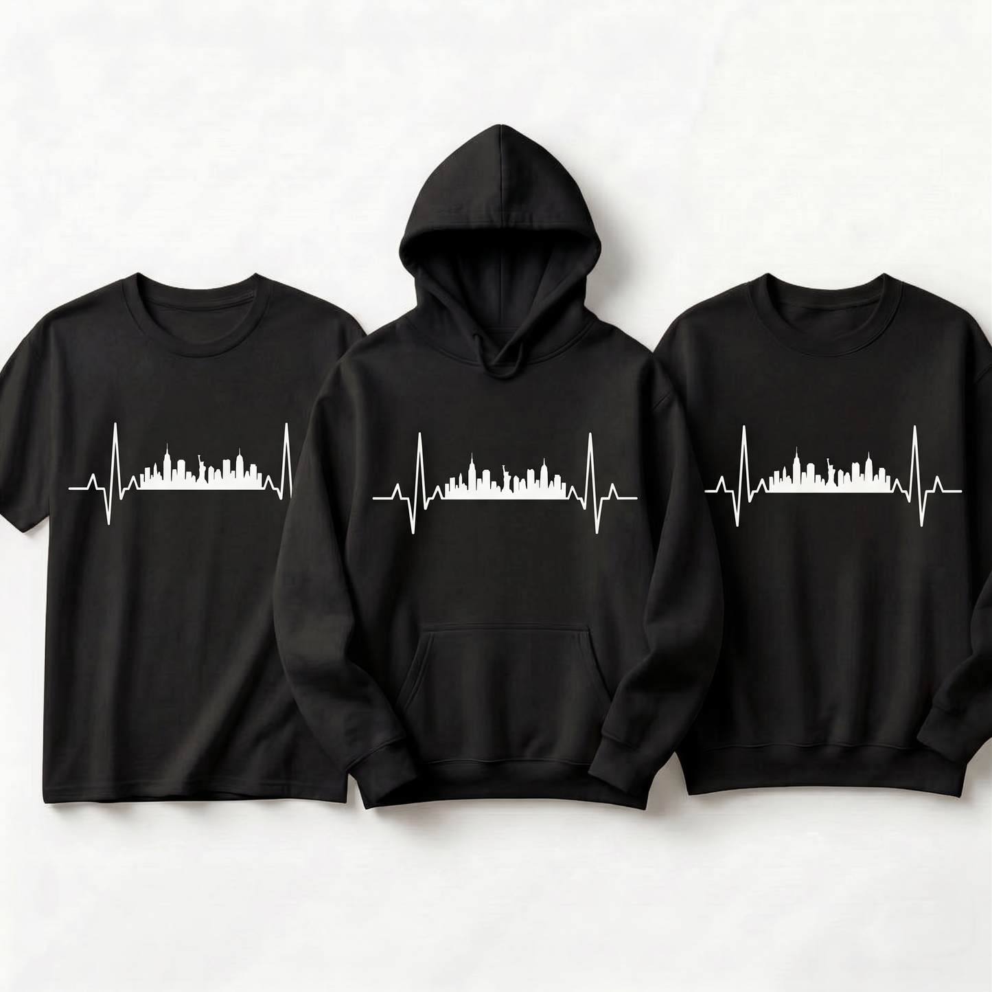 Custom City Skyline Heartbeat Hoodie, Personalized Sweatshirt, Minimalist City Silhouette Shirt, Travel Lover Gift, Any City Skyline Tee