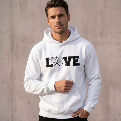 Custom Crossed Rackets Tennis Hoodie, LOVE Tennis Sweatshirt & T-Shirt | Personalized Tennis Team Apparel | Gift for Tennis Player